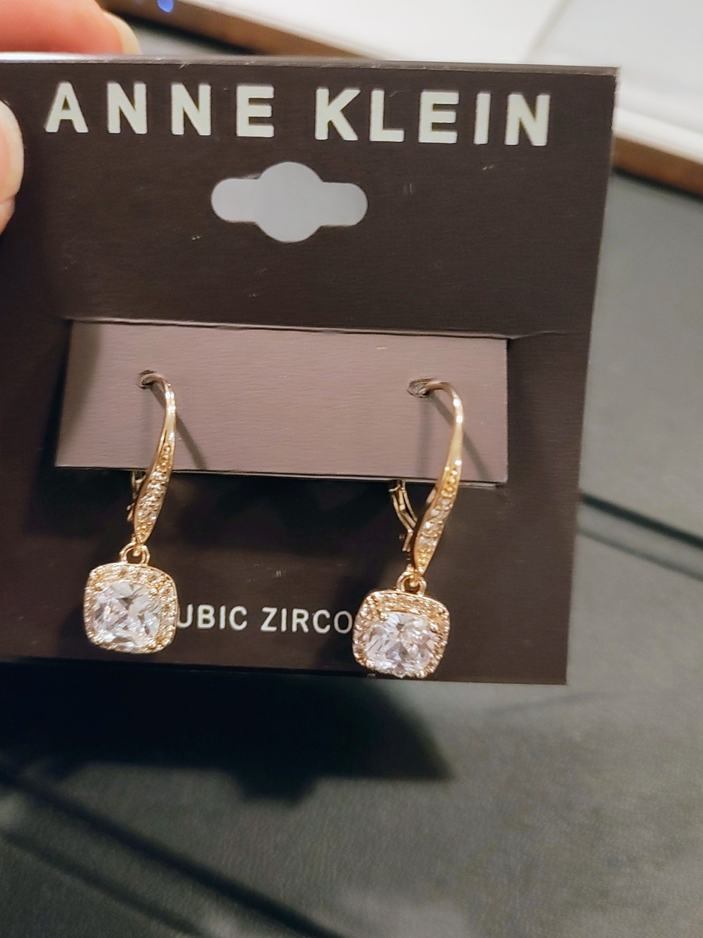 Anne Klein Gold-Tone Pavé Cubic Zirconia Drop Earrings